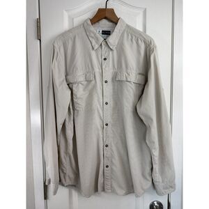 Exofficio Insect Shield Tan Check Mesh Back Vent Button Up Shirt Men's XL